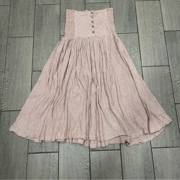 Free People Strapless Midi Stripped Dress Size XS - Picture 3 of 8